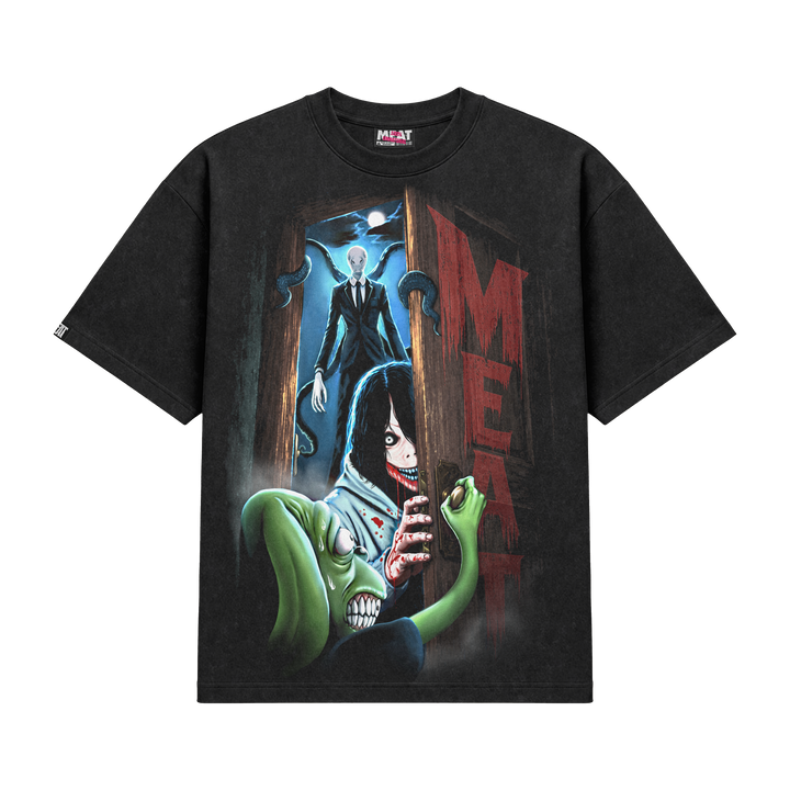 Knock Knock Distressed T-Shirt - Black